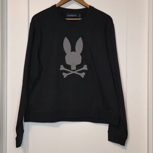 Wonen's Black Crewneck Sweater with Skull and Crossbones Design